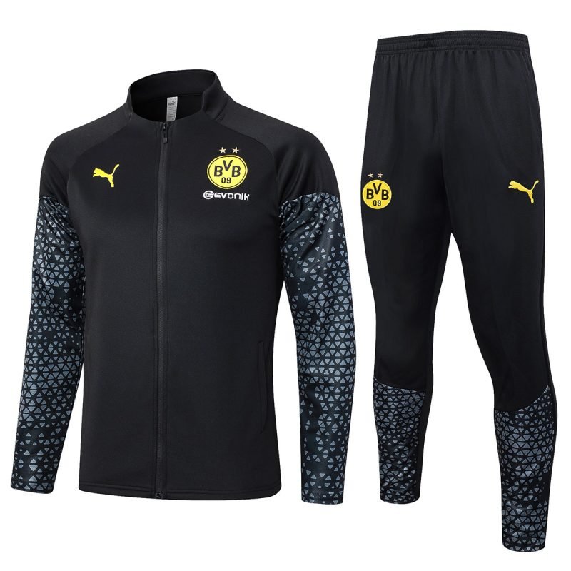 Borussia Dortmund 2024-25 Black Full-zip Tracksuit set - Image 1