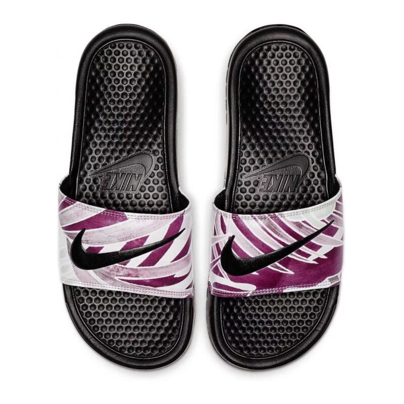 NikeBenassiJdiSlidesblackPrintedpurple Trendy and Sporty