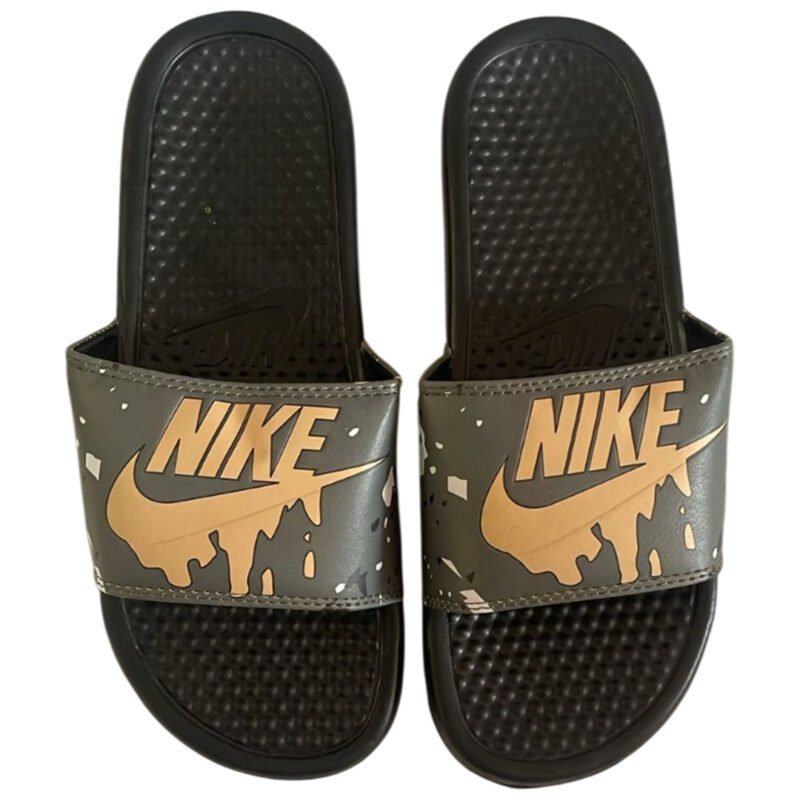 NikeBenassiJdiSlidesblackwithgreenfacePrinted Trendy and Sporty