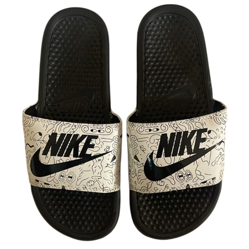 NikeBenassiJdiSlidesblackwithwhitefacePrinted Trendy and Sporty