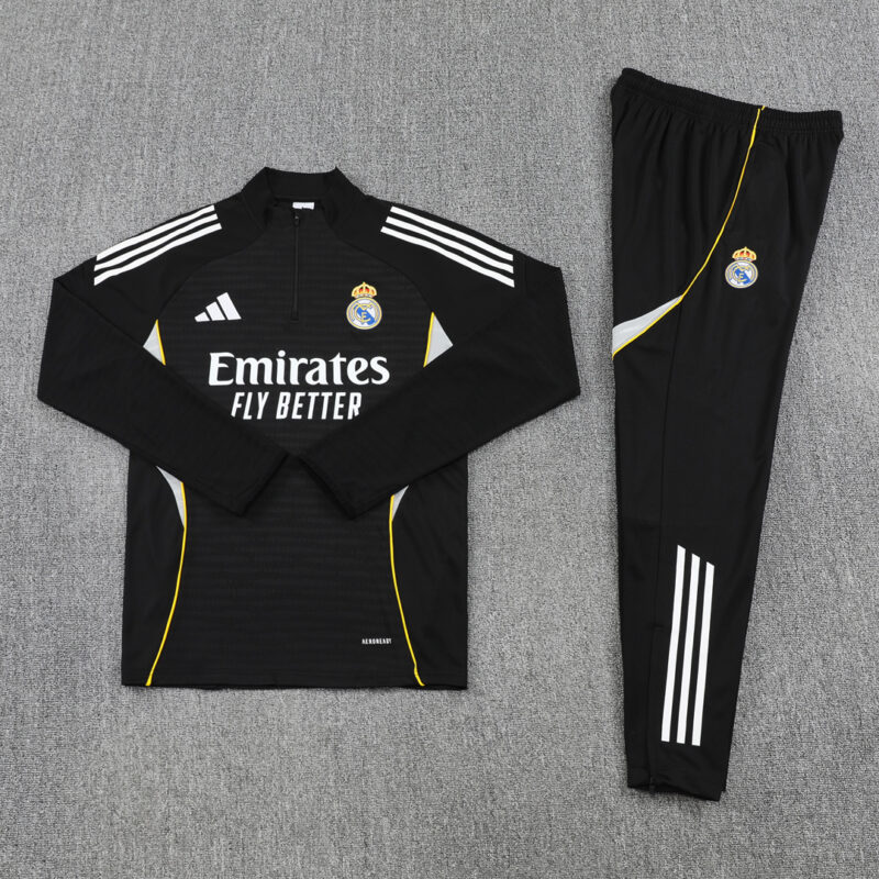 Real Madrid 2025-26 Half-Zip Tracksuit Black - Image 4