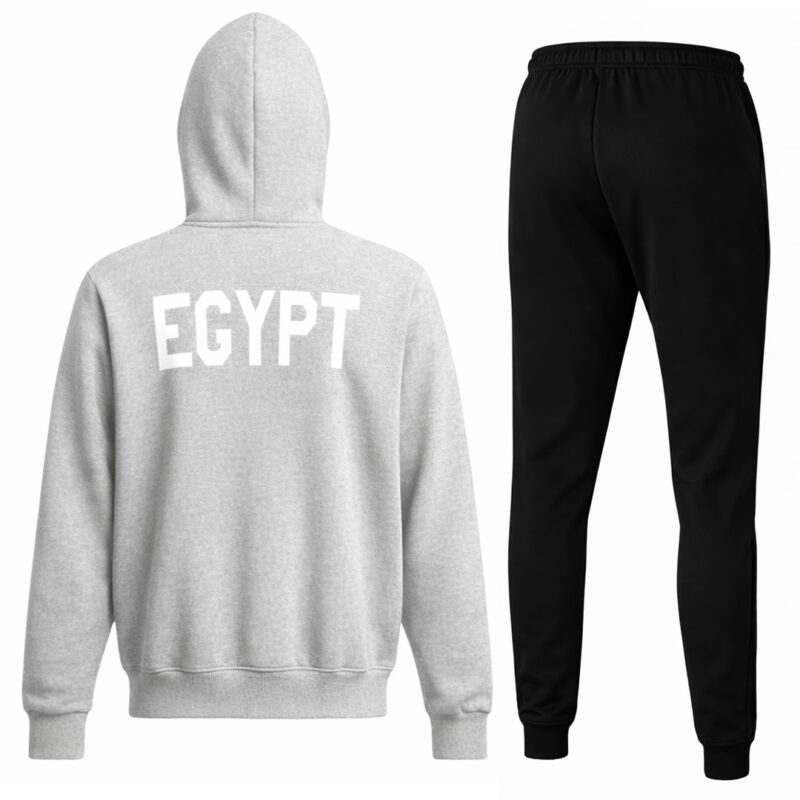 ⁦Egypt 2025-26 Full-zip Tracksuit set grey and black⁩ - الصورة ⁦2⁩