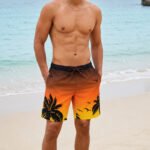Hawaiian Gradient Palm Sunset Swim Shorts