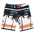 Palm Stripes Coastal Beach Swim Shorts - Image 2