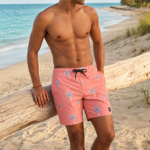 Rose & Palm Palm Tree Print Swim Shorts