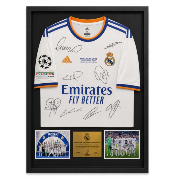 Real Madrid Champions League Framed Signed Jersey 53*74