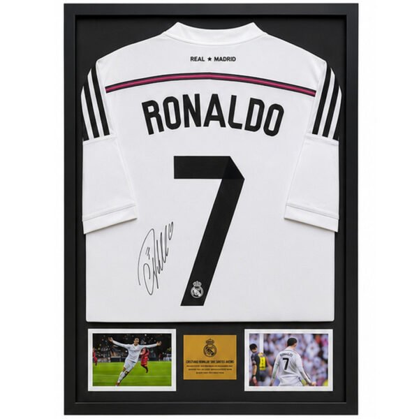 Ronaldo 7 Real Madrid Framed Signed Home Jersey 55x75