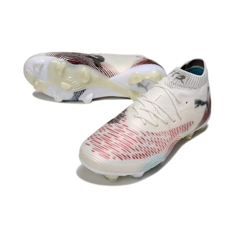 Puma Future 8 White and Red Firm Ground FG Football Boot - Image 3
