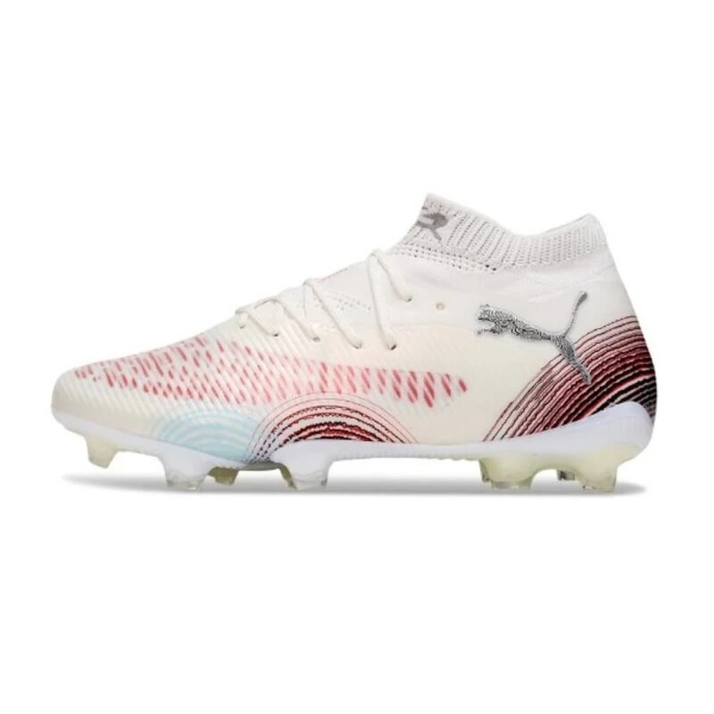 Puma Future 8 White and Red Firm Ground FG Football Boot - Image 2